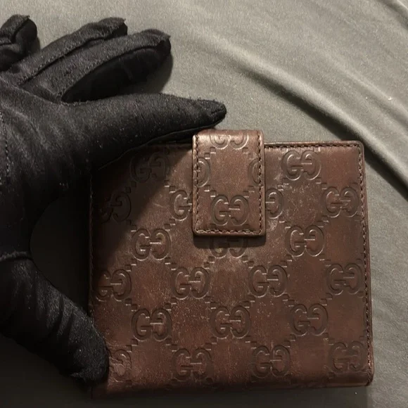 Gucci Dark Brown Embossed Leather Wallet - Picture 7 of 10